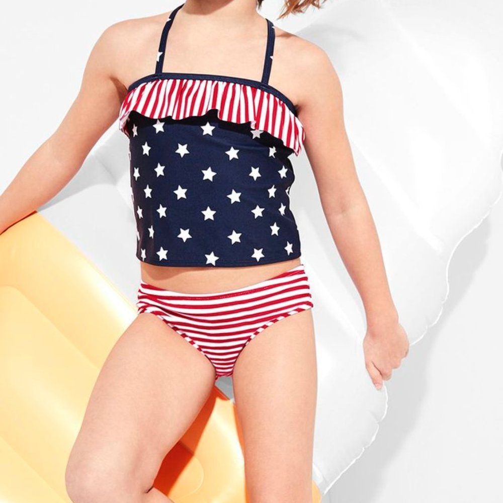 NWT Stars and Stripes Girls Tankini Swimsuit